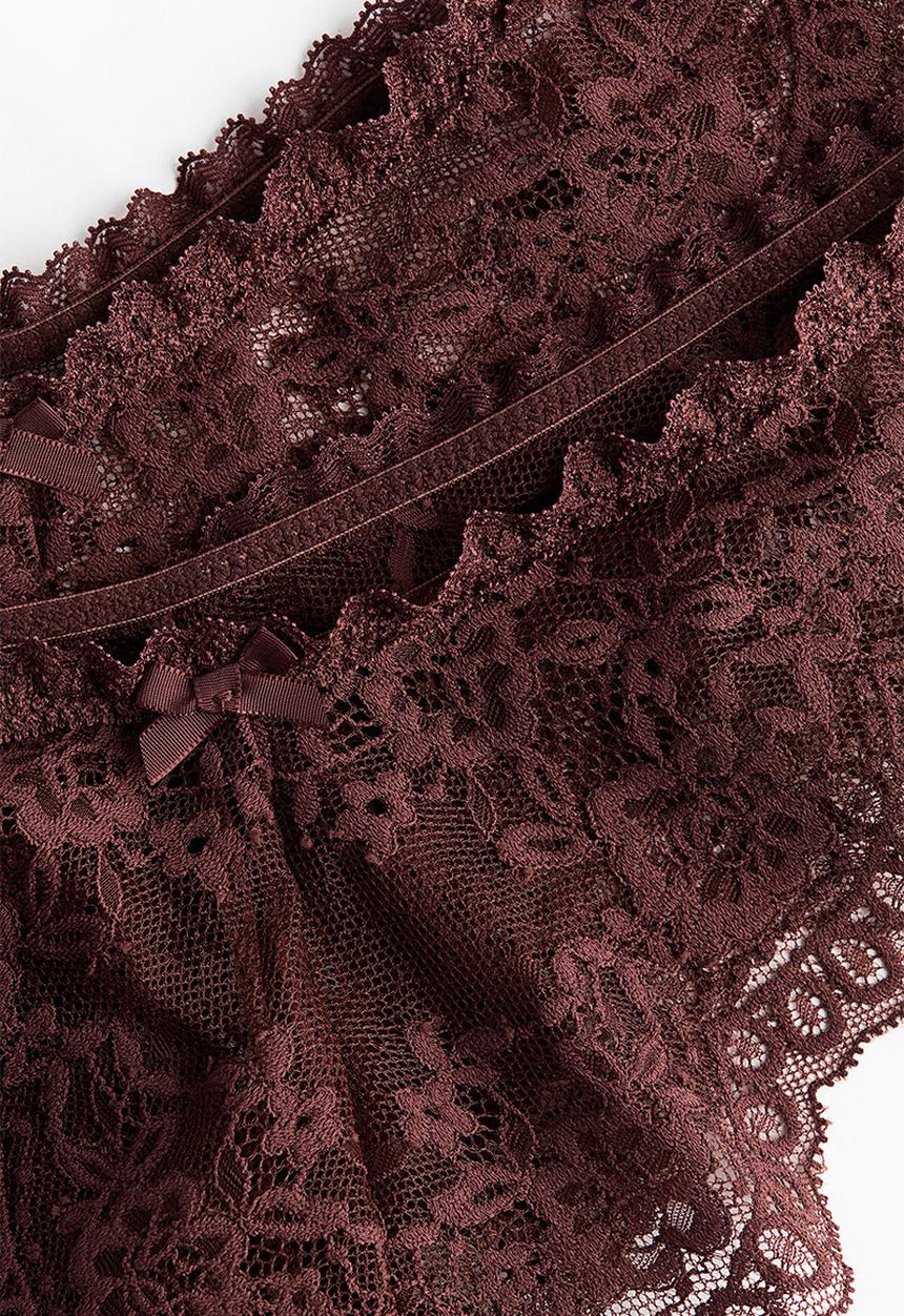 H&M - 2 Pack lace Brazilian briefs - rust brown