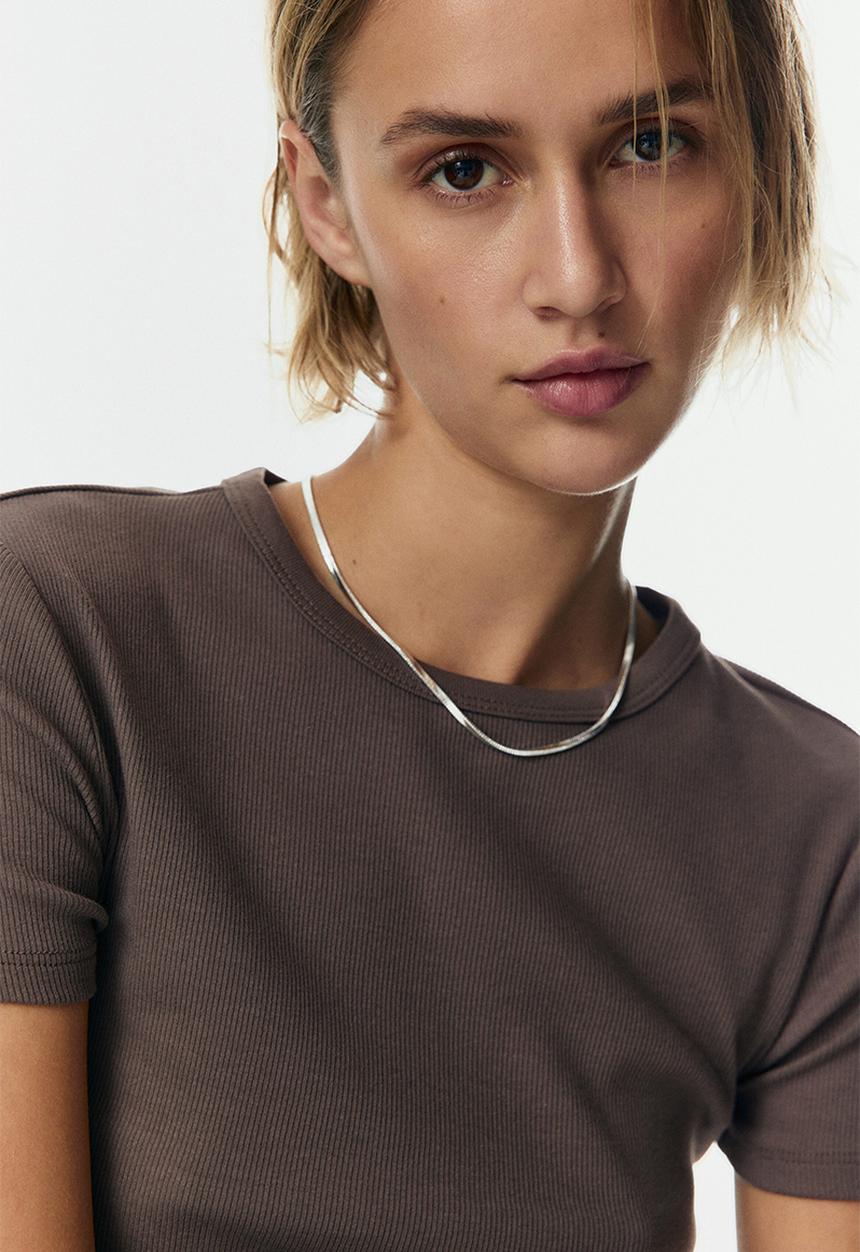 H&M - Ribbed t-shirt - dark mole