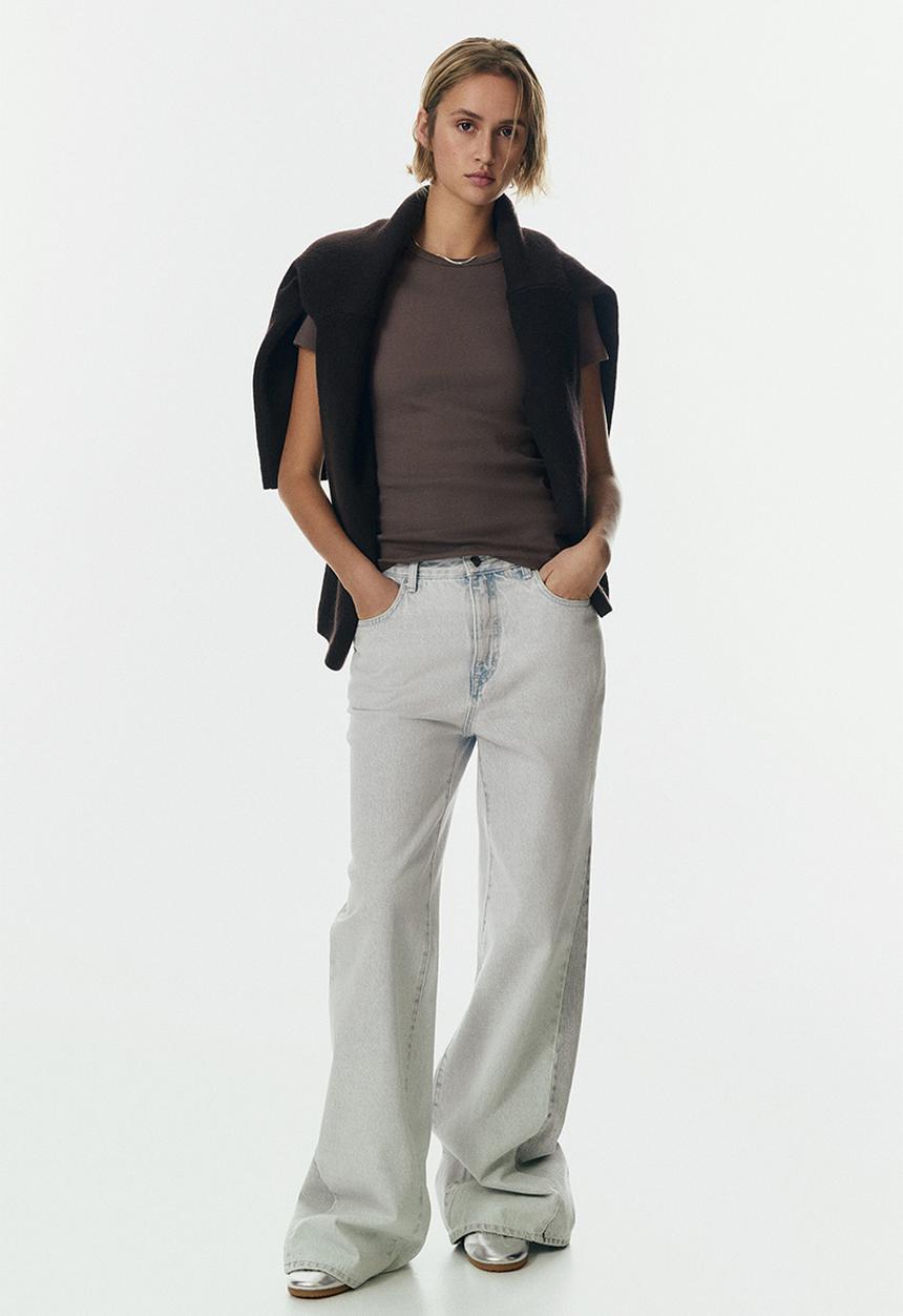 H&M - Ribbed t-shirt - dark mole