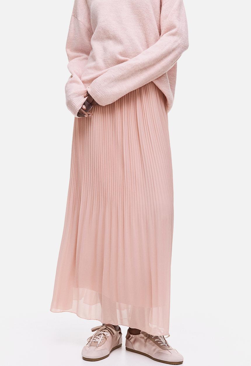 H&M - Pleated chiffon skirt - dusty peach pink