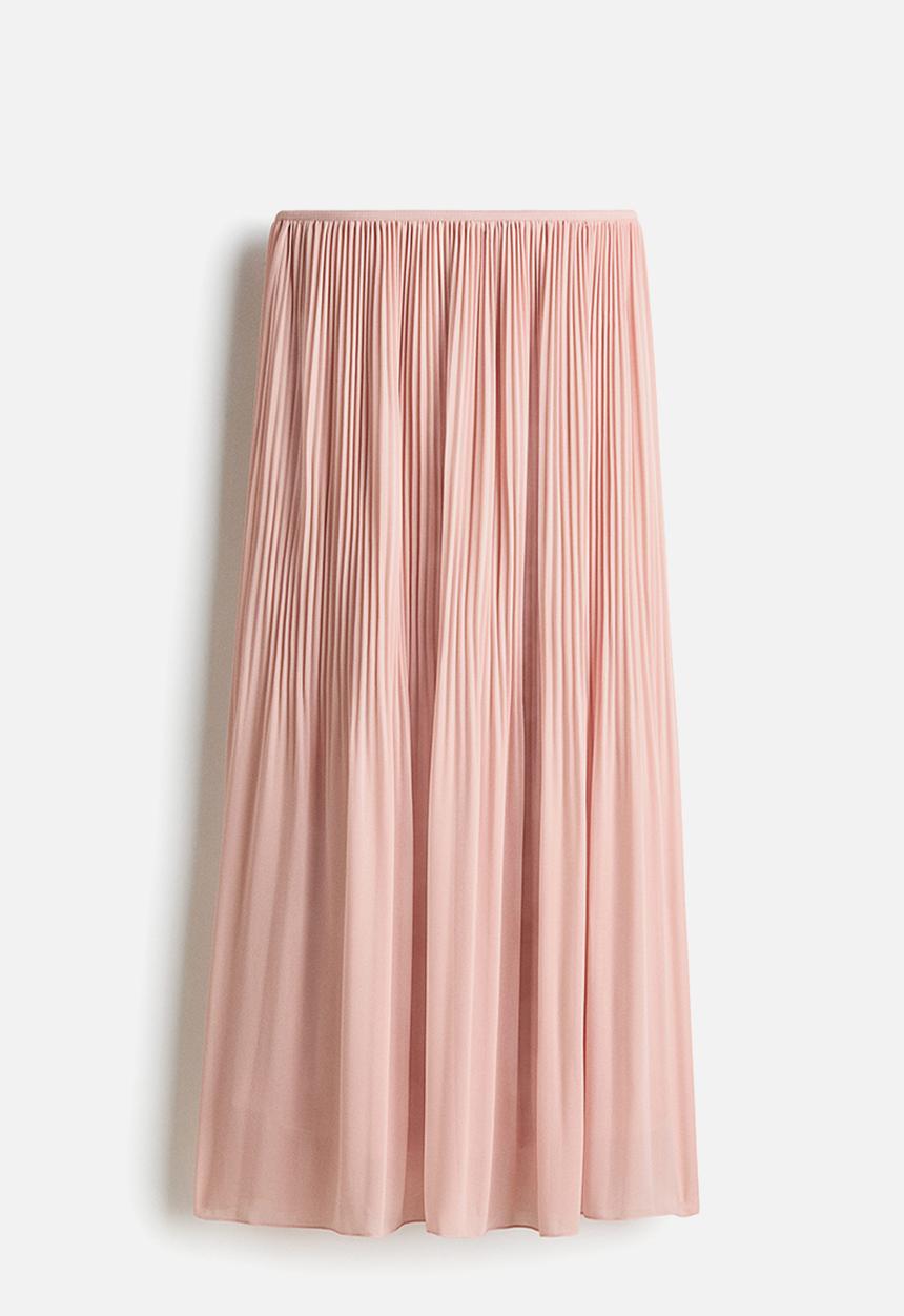 H&M - Pleated chiffon skirt - dusty peach pink