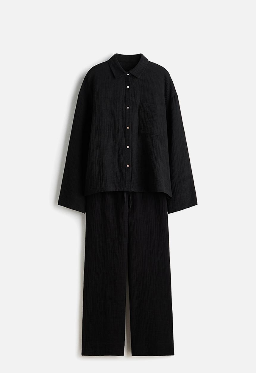 H&M - Cotton muslin pyjamas - black