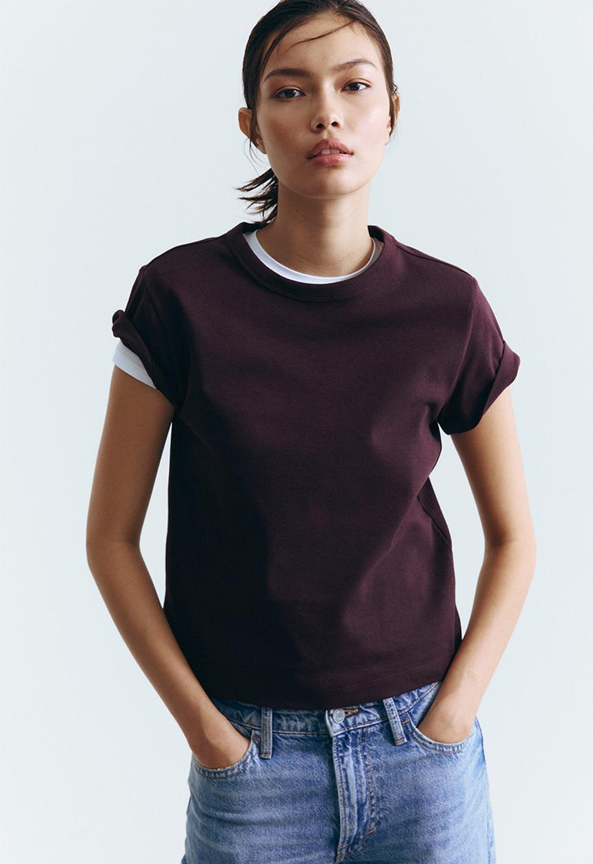 H&M - Cotton T-shirt - burgundy