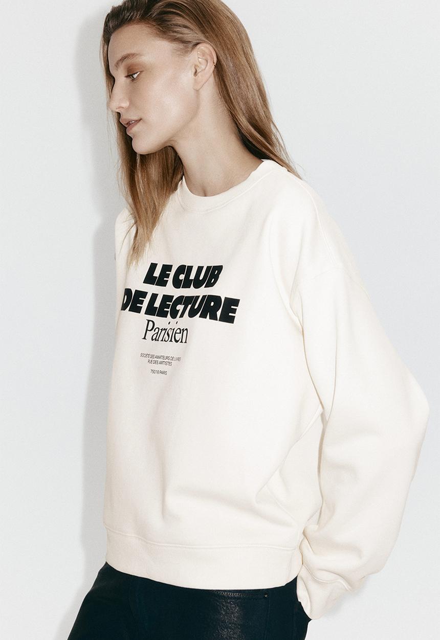 H&M - Text-motif sweatshirt - cream/le club