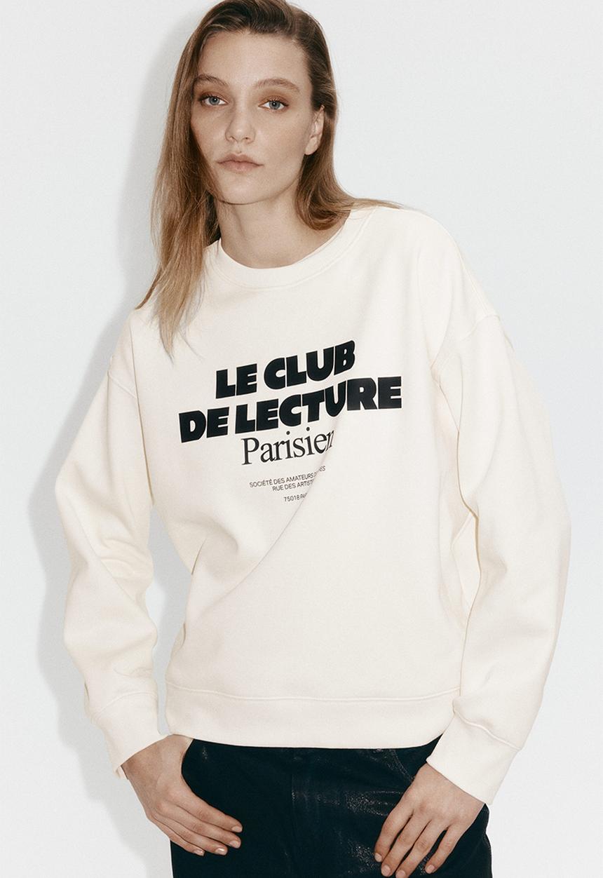 H&M - Text-motif sweatshirt - cream/le club