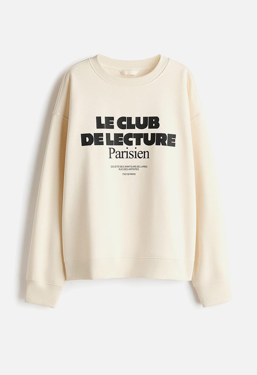 H&M - Text-motif sweatshirt - cream/le club