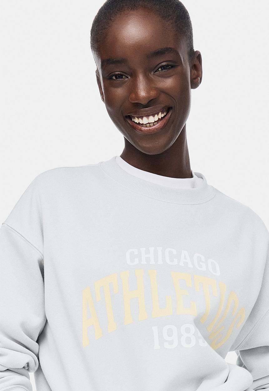 H&M - Text-motif sweatshirt - light grey/athletics