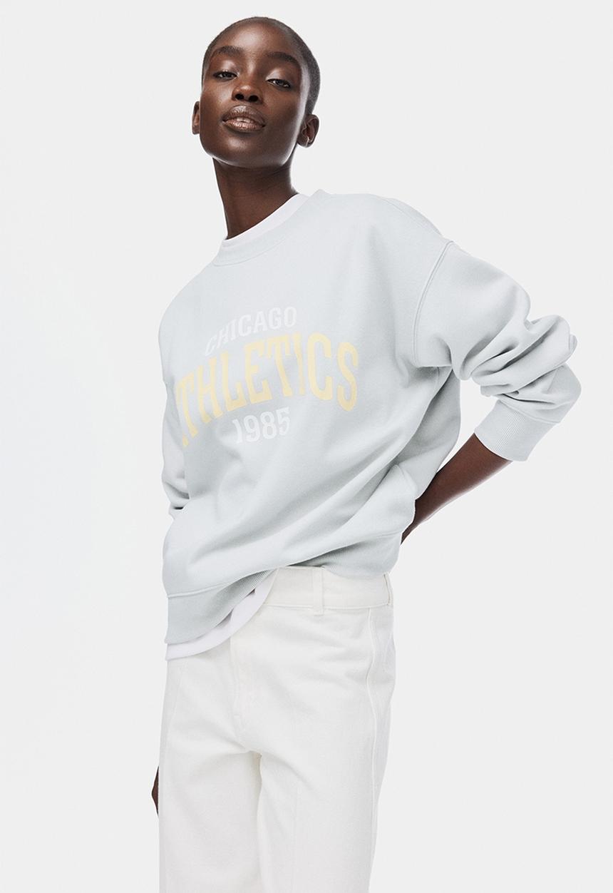 H&M - Text-motif sweatshirt - light grey/athletics