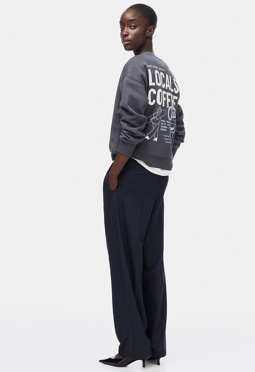H&M - Text-motif sweatshirt - dark grey/brunch