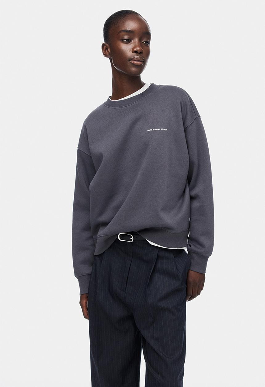 H&M - Text-motif sweatshirt - dark grey/brunch