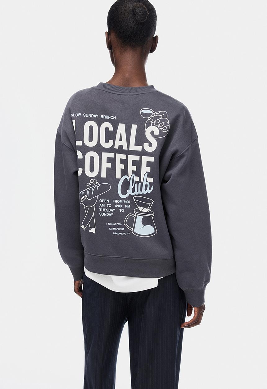 H&M - Text-motif sweatshirt - dark grey/brunch