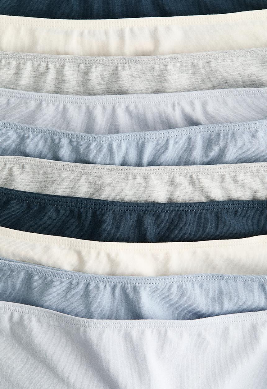 H&M - 10-pack cotton hipster briefs - dusty blue/light grey marl