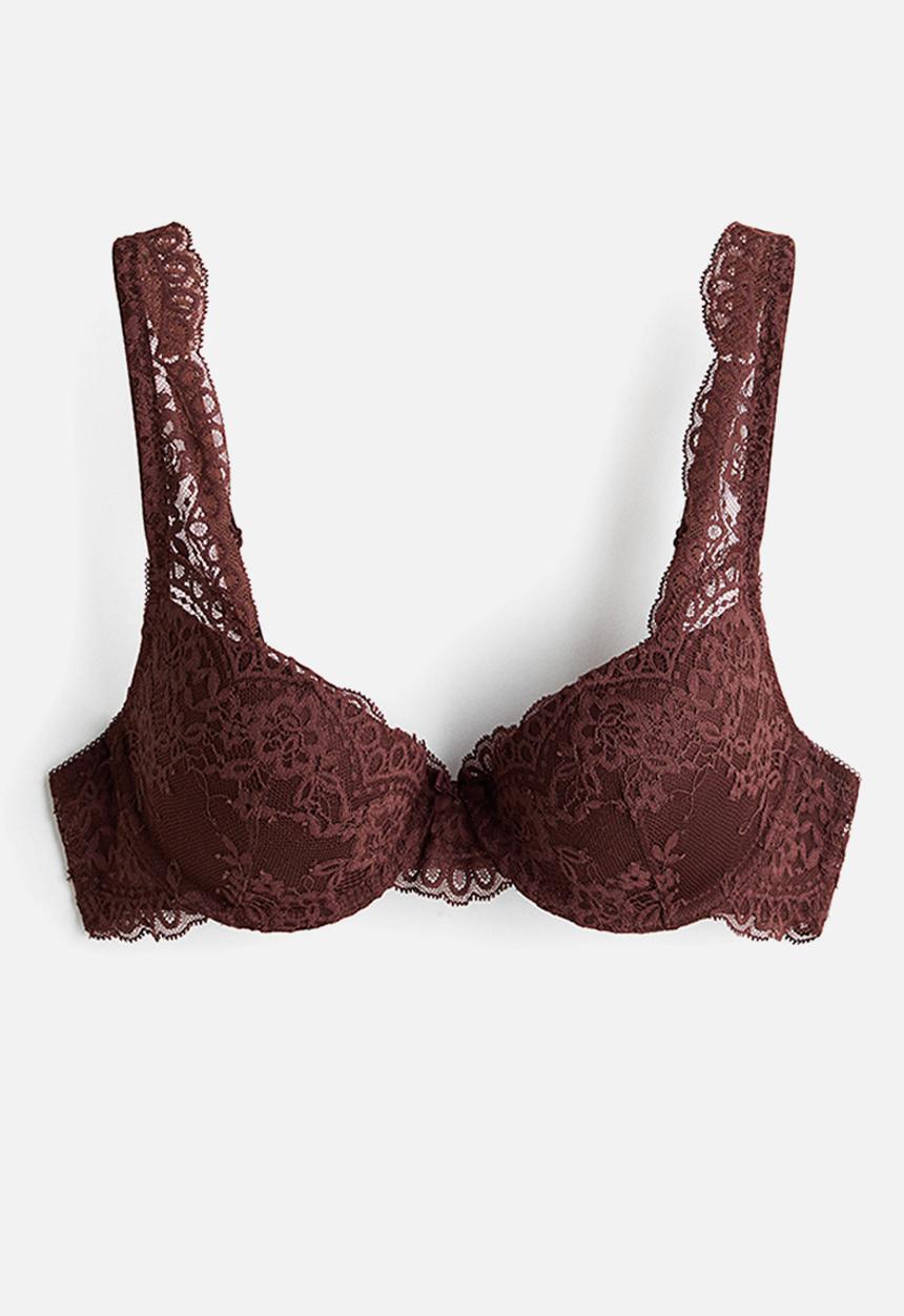 H&M - Lace push-up bra - rust brown