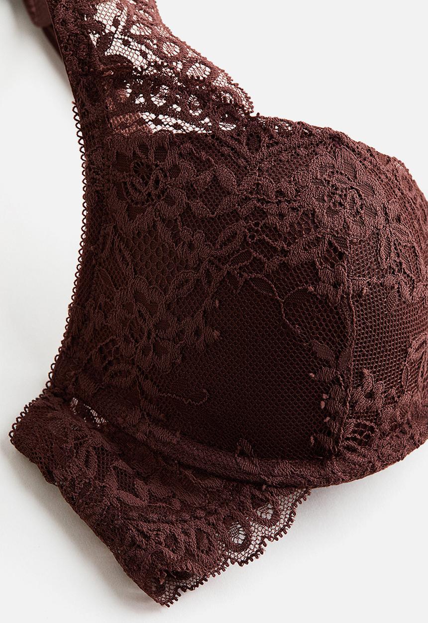 H&M - Lace push-up bra - rust brown