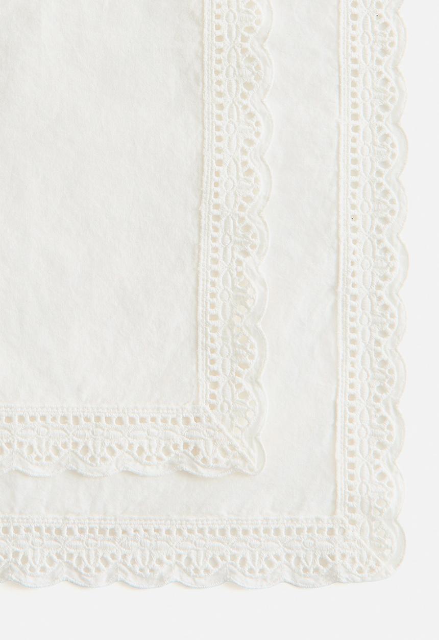 H&M - 2-Pack lace-trimmed cotton napkins - white