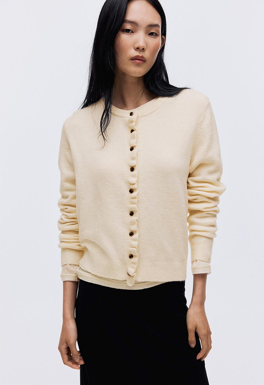 H&M - Frill-trimmed cardigan - cream