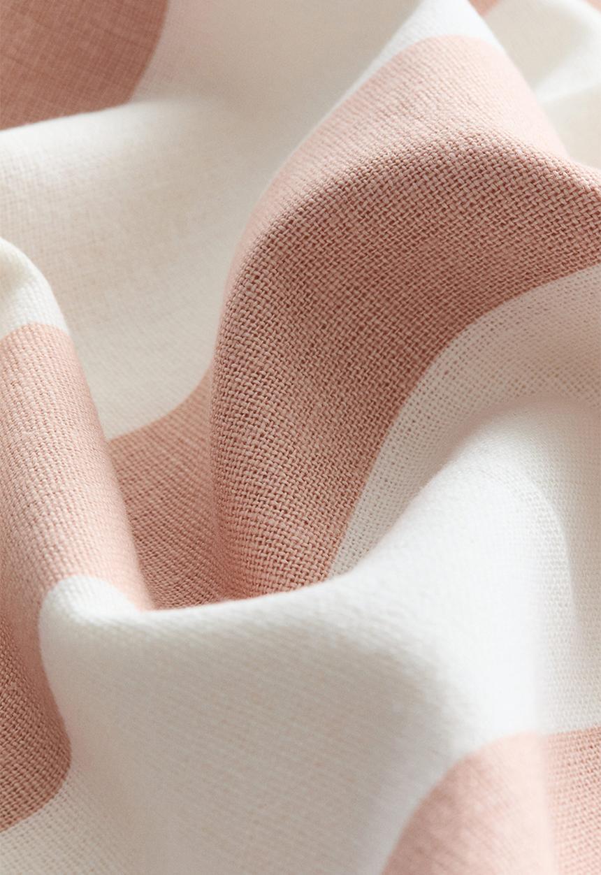 H&M - Linen-blend cushion cover - light dusty pink/striped