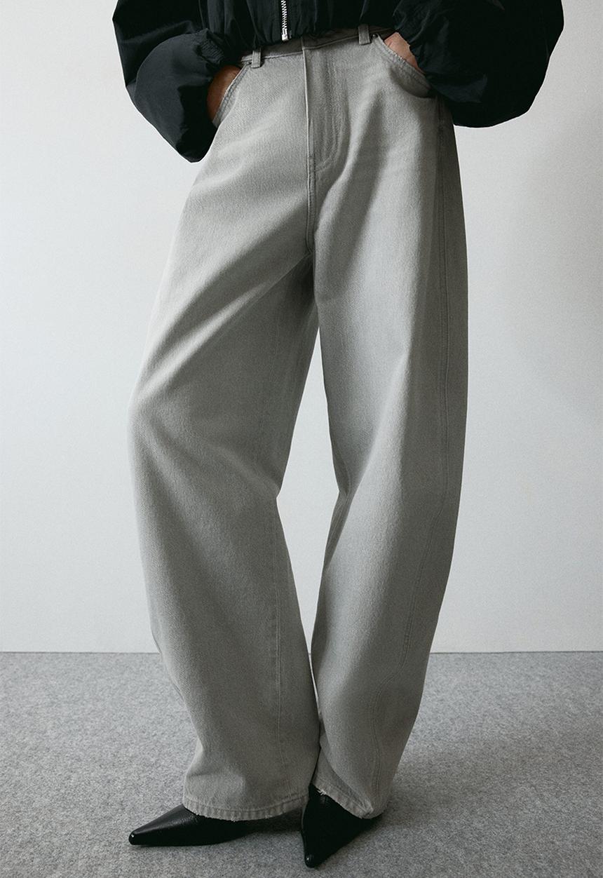 H&M - Baggy high jeans - light grey marl