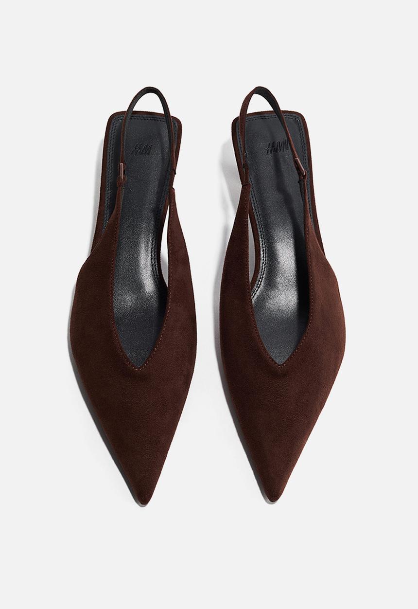 H&M - Kitten-heeled slingbacks - dark brown