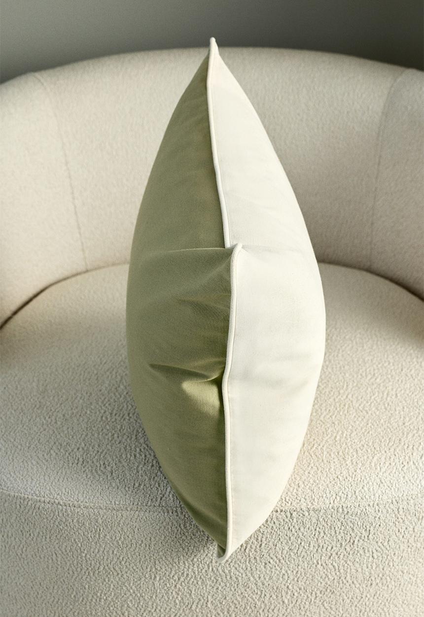 H&M - Canvas cushion cover - light khaki green