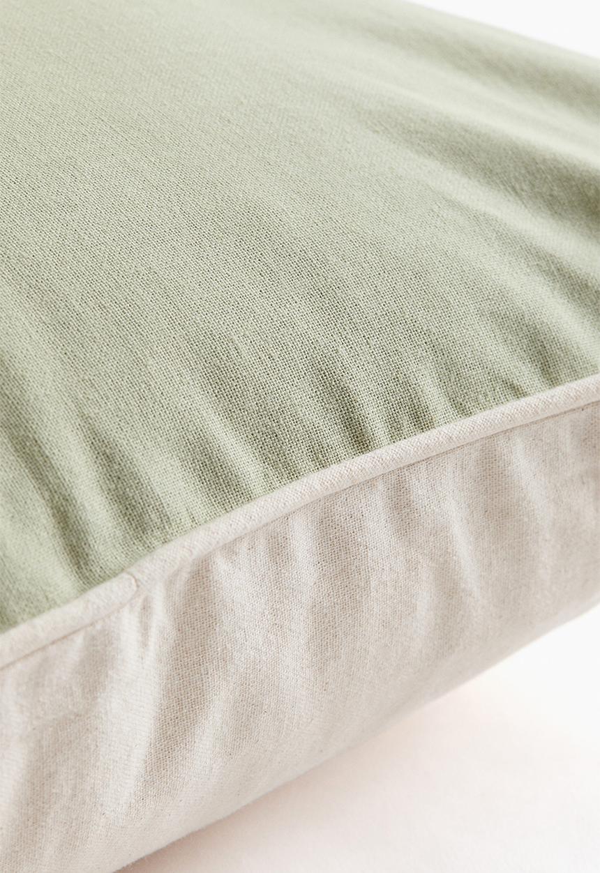 H&M - Canvas cushion cover - light khaki green