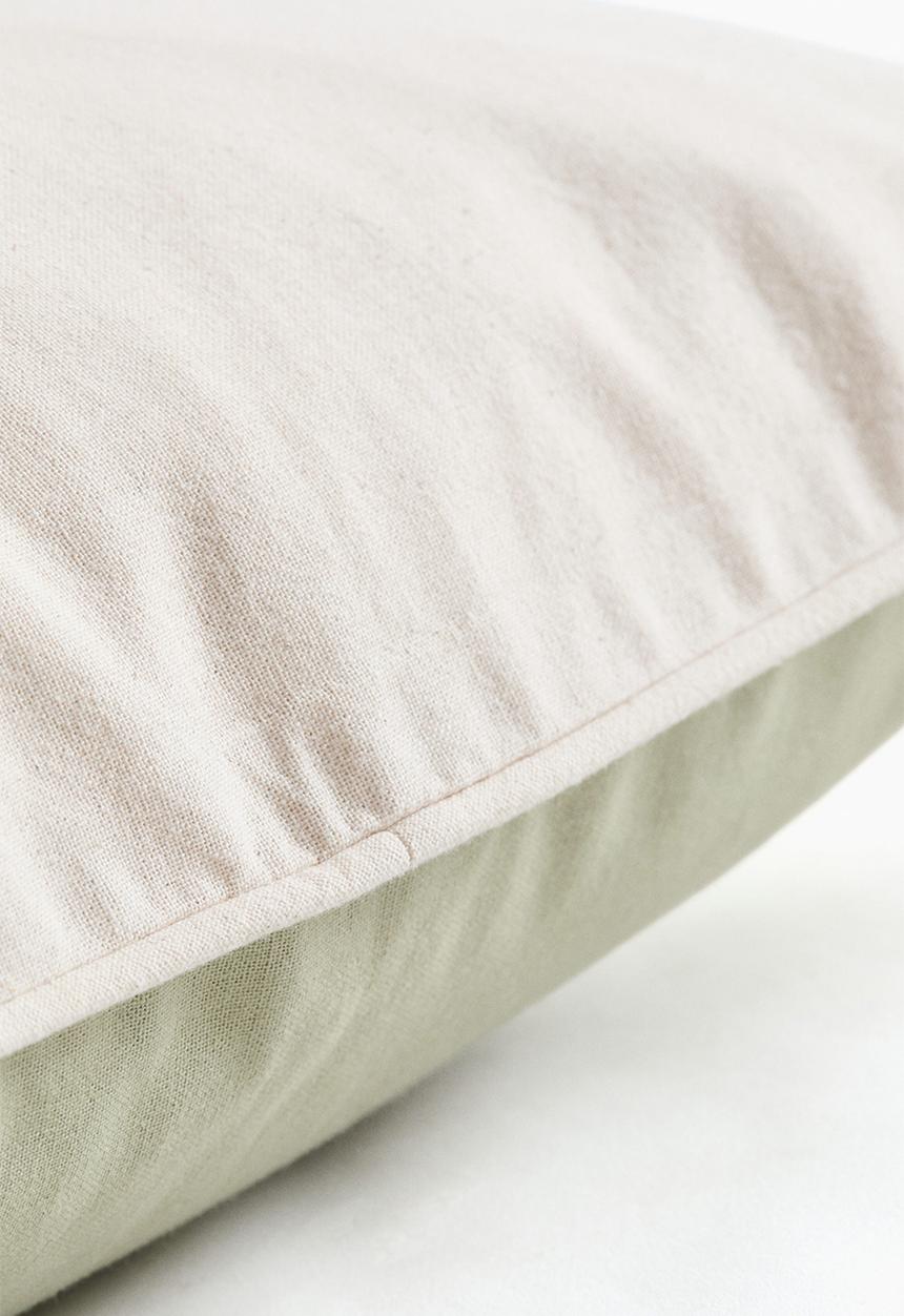 H&M - Canvas cushion cover - light khaki green