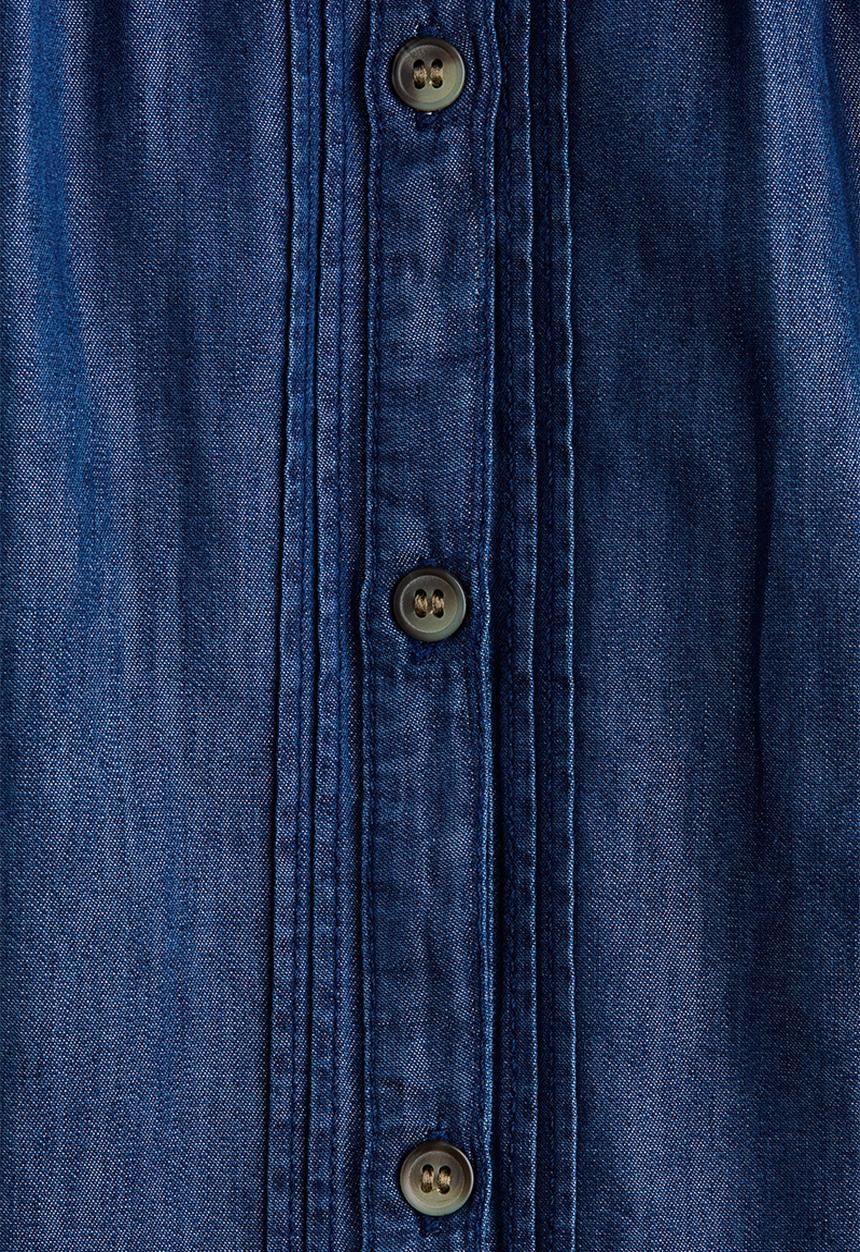 H&M - Frill-trimmed denim blouse - dark denim blue