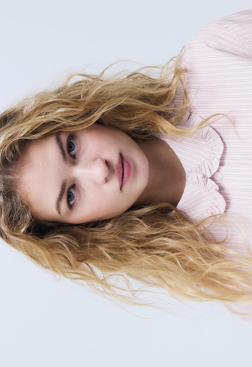 H&M - Frill-trimmed shirt - light pink/striped