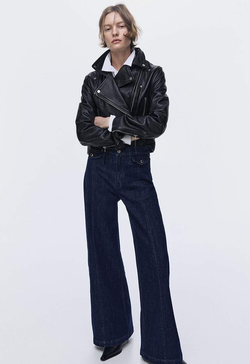 H&M - Wide high jeans - dark denim blue