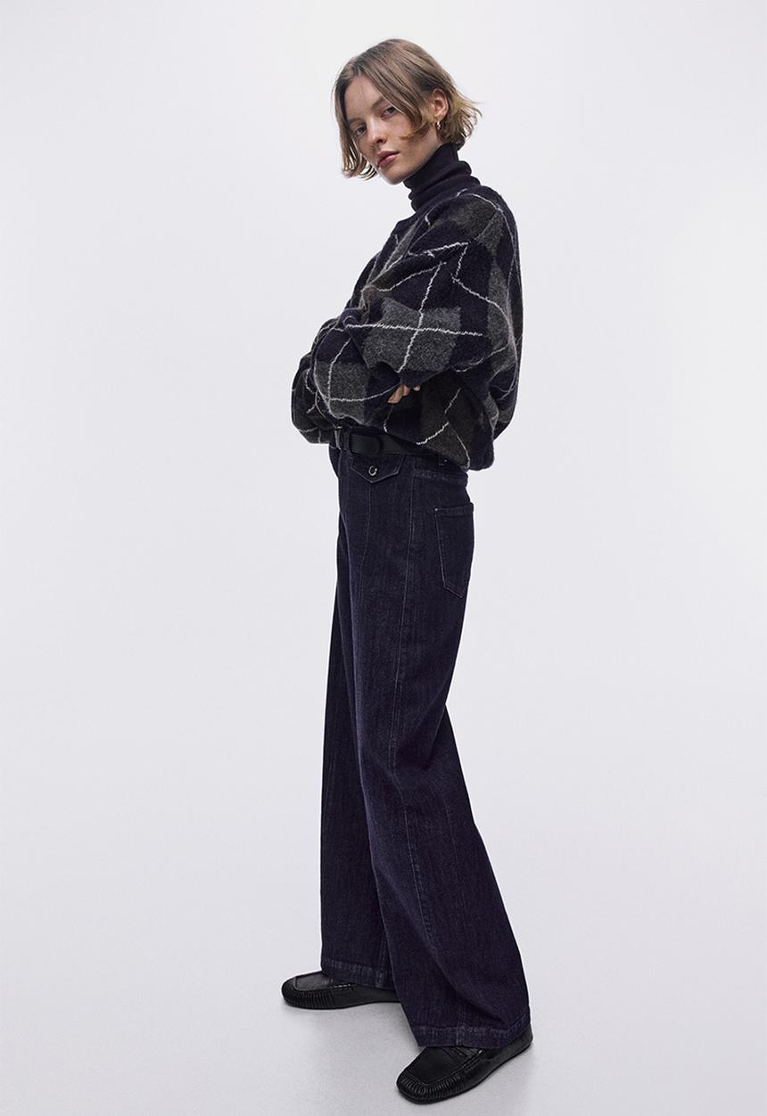 H&M - Wide high jeans - dark denim blue