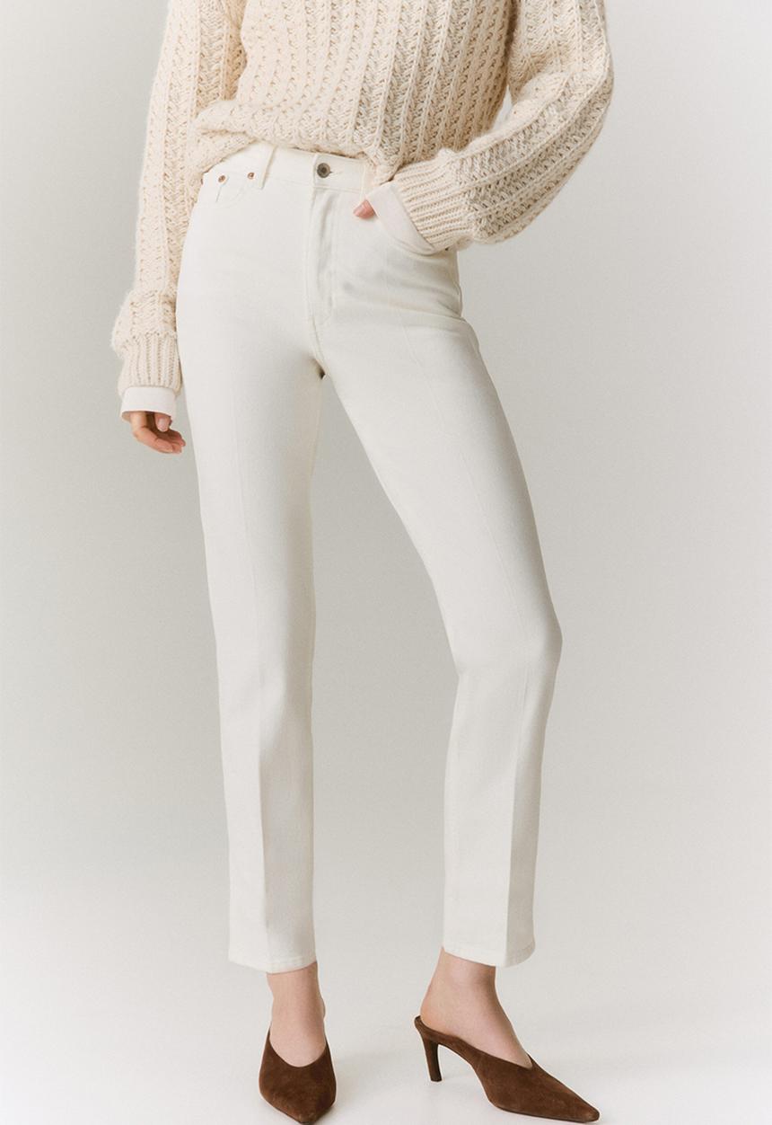 H&M - Slim straight high ankle jeans - white