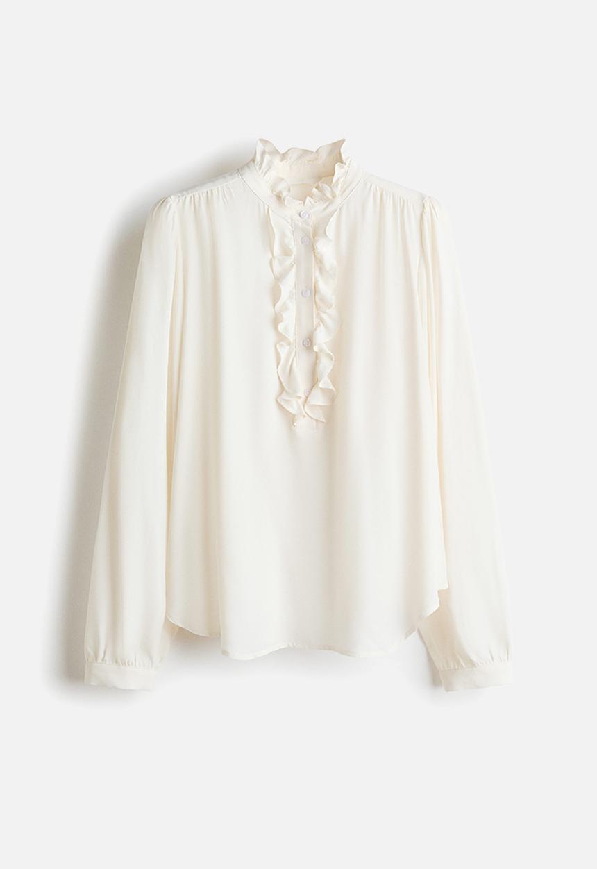H&M - Frill-collared viscose blouse - white