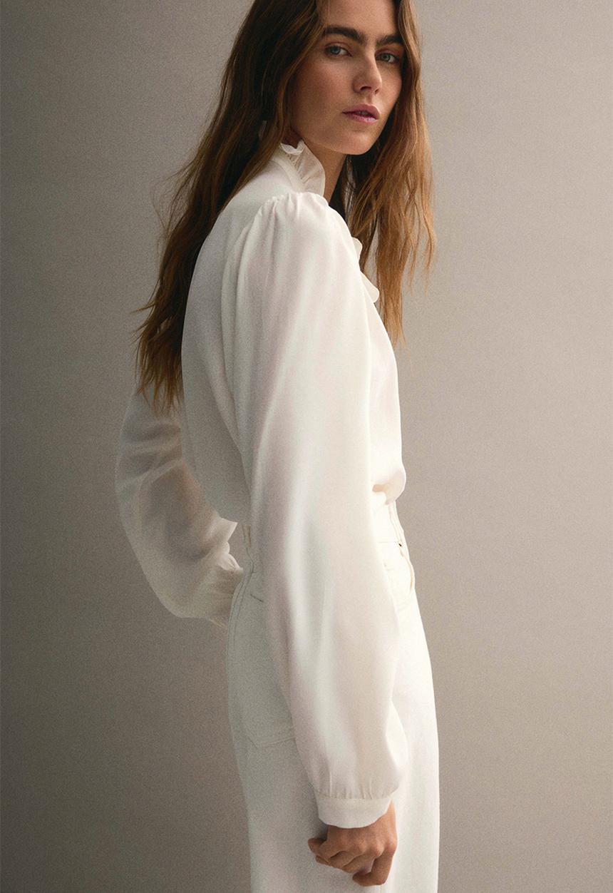 H&M - Frill-collared viscose blouse - white
