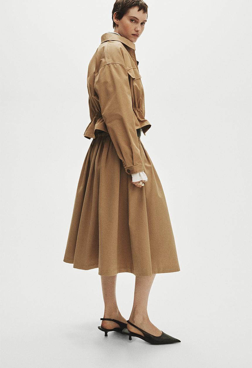 H&M - Pleated twill skirt - beige