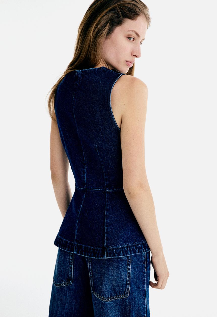 H&M - Peplum waistcoat - dark denim blue