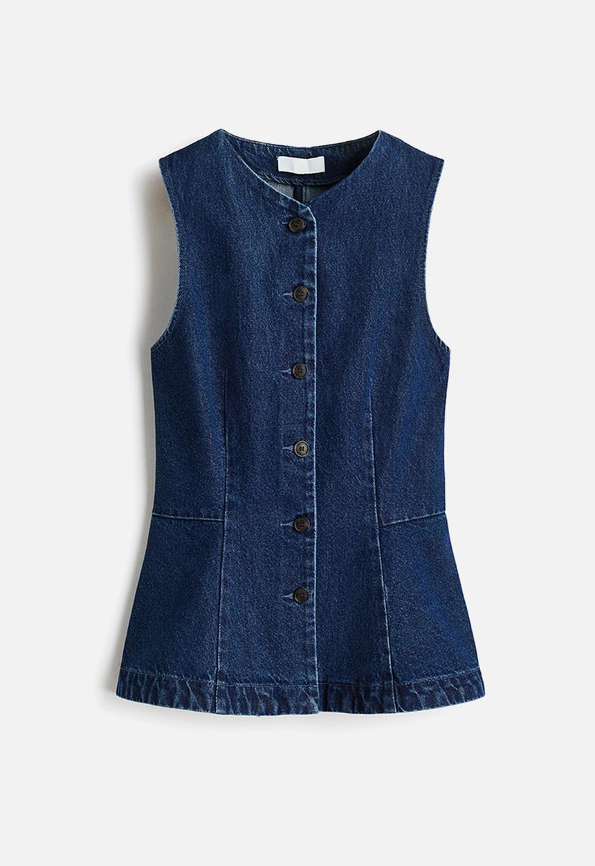H&M - Peplum waistcoat - dark denim blue
