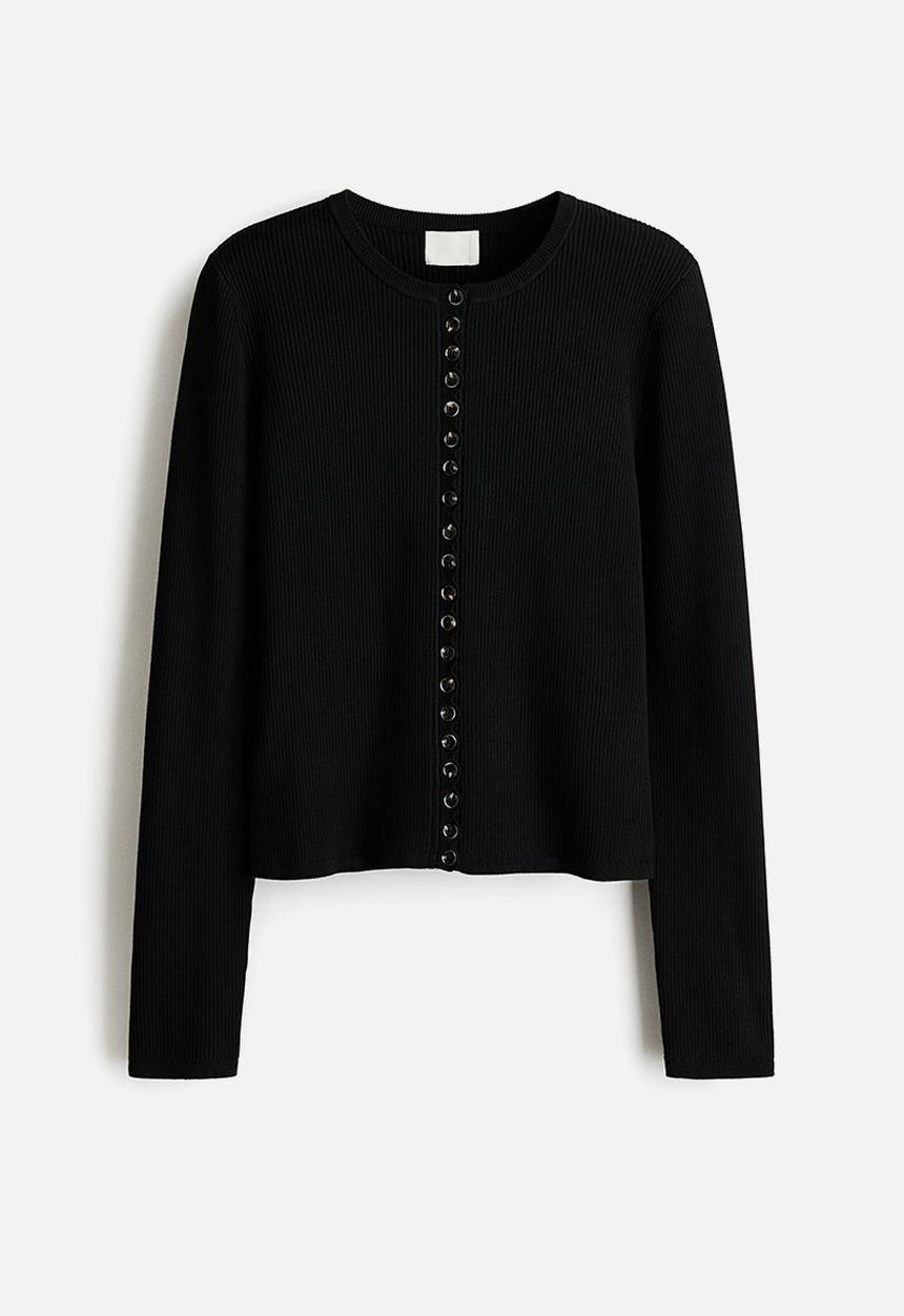 H&M - Ribbed cardigan - black