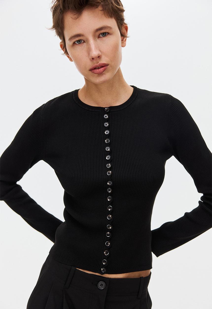 H&M - Ribbed cardigan - black
