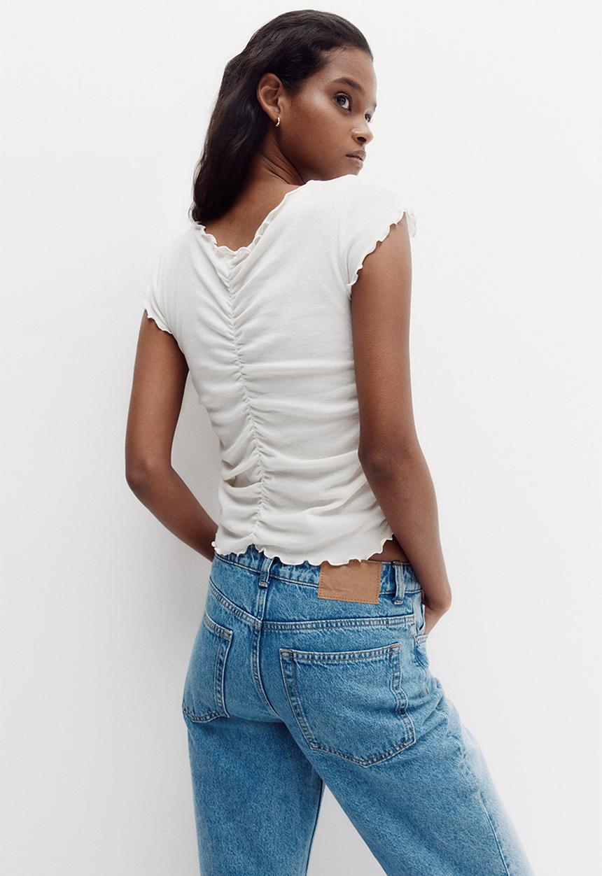 H&M - Draped cotton top - light beige