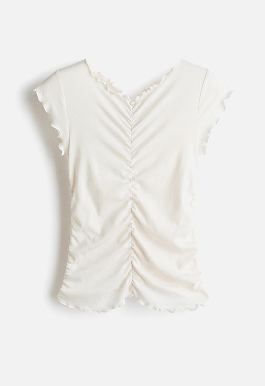 H&M - Draped cotton top - light beige