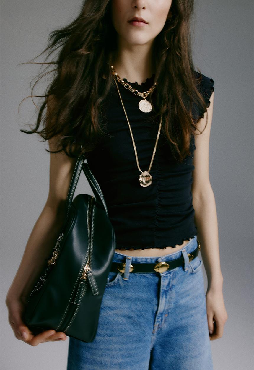 H&M - Draped cotton top - black