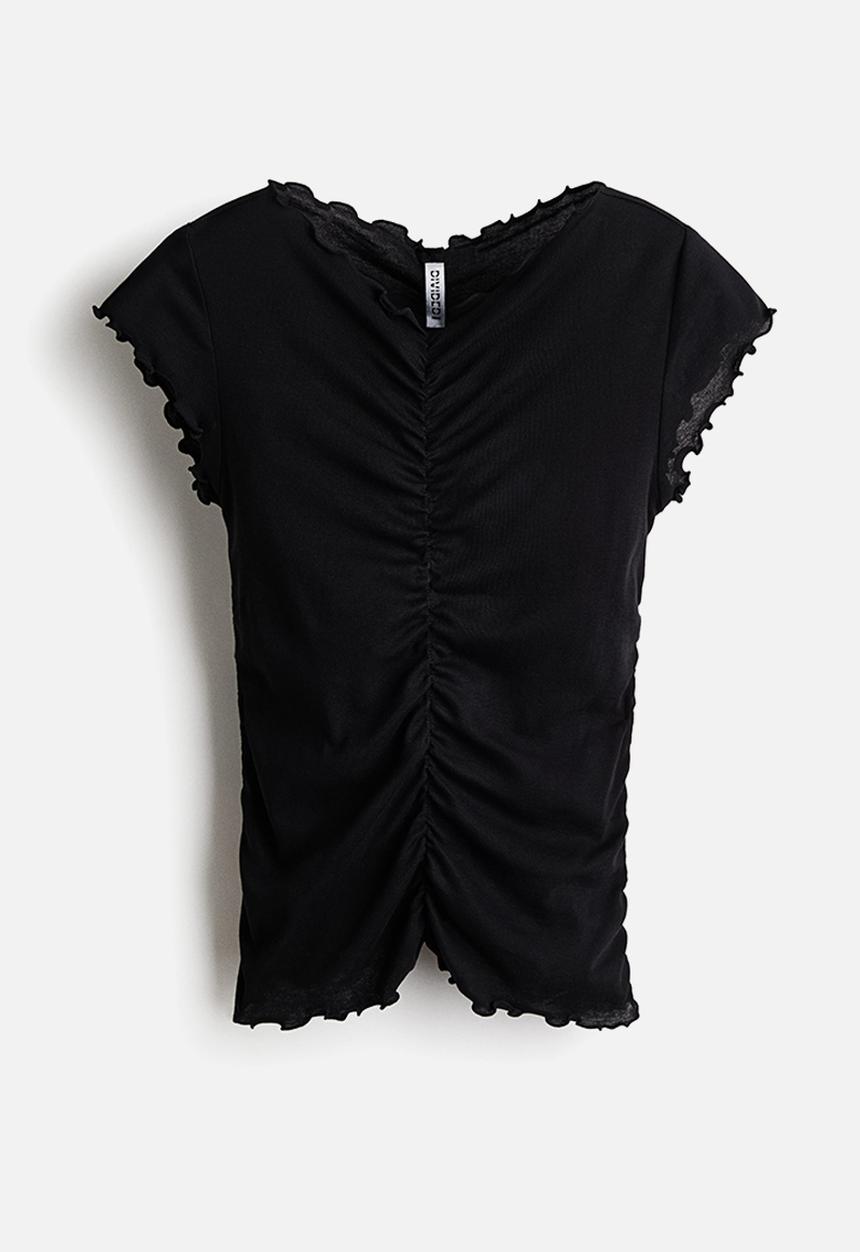 H&M - Draped cotton top - black