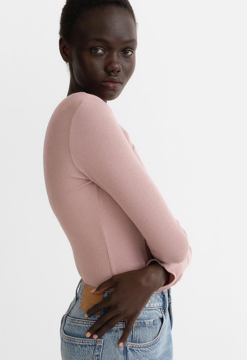 H&M - Ribbed cotton-blend top - old rose