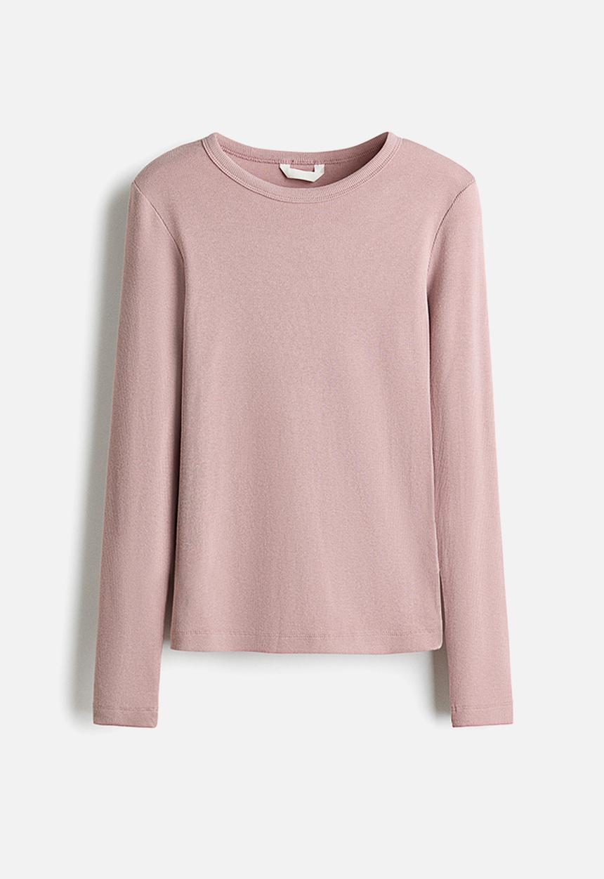 H&M - Ribbed cotton-blend top - old rose
