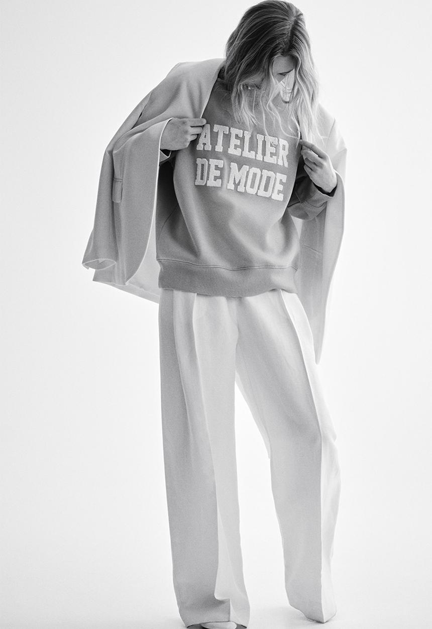 H&M - Motif-detail sweatshirt - beige/atelier