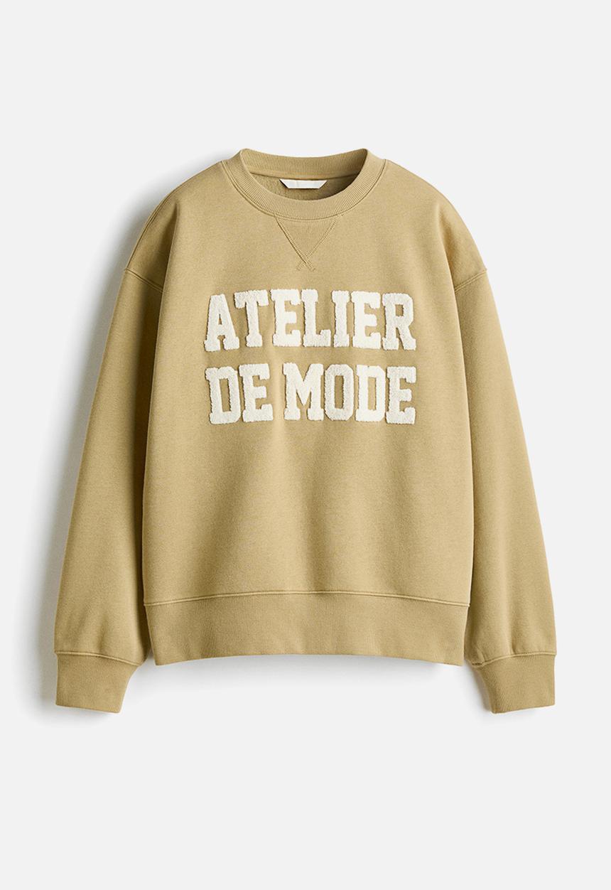 H&M - Motif-detail sweatshirt - beige/atelier