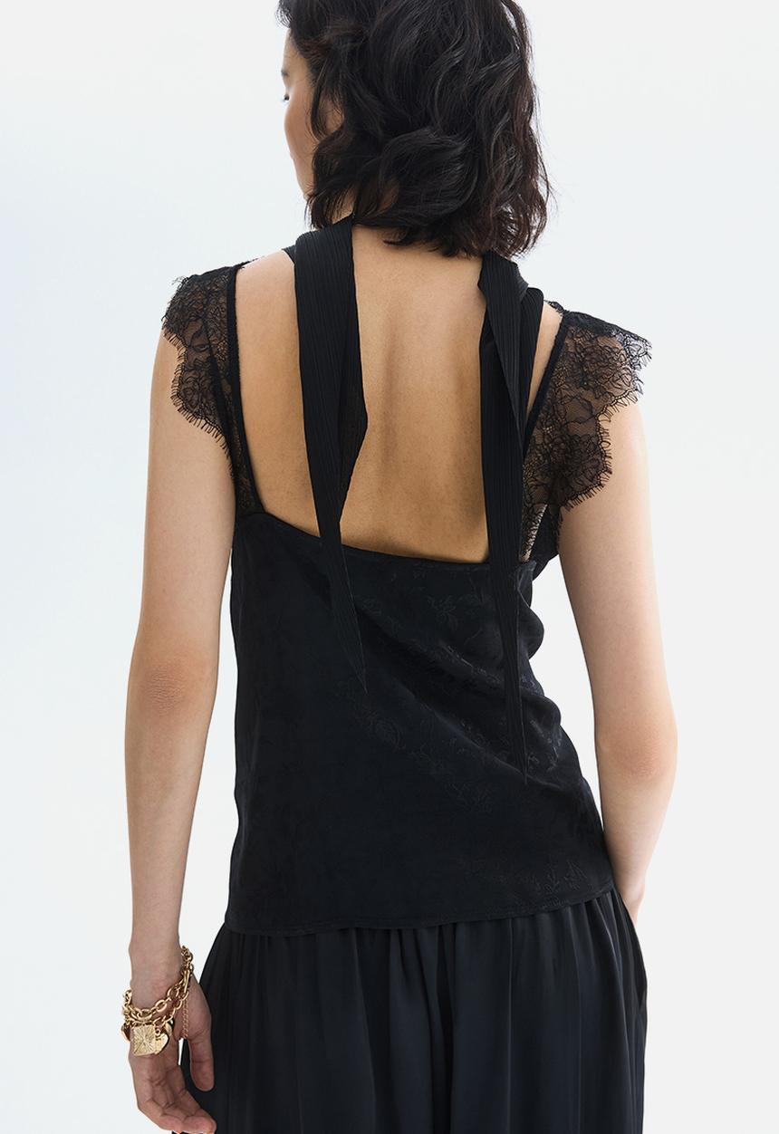 H&M - Lace-detail top - black