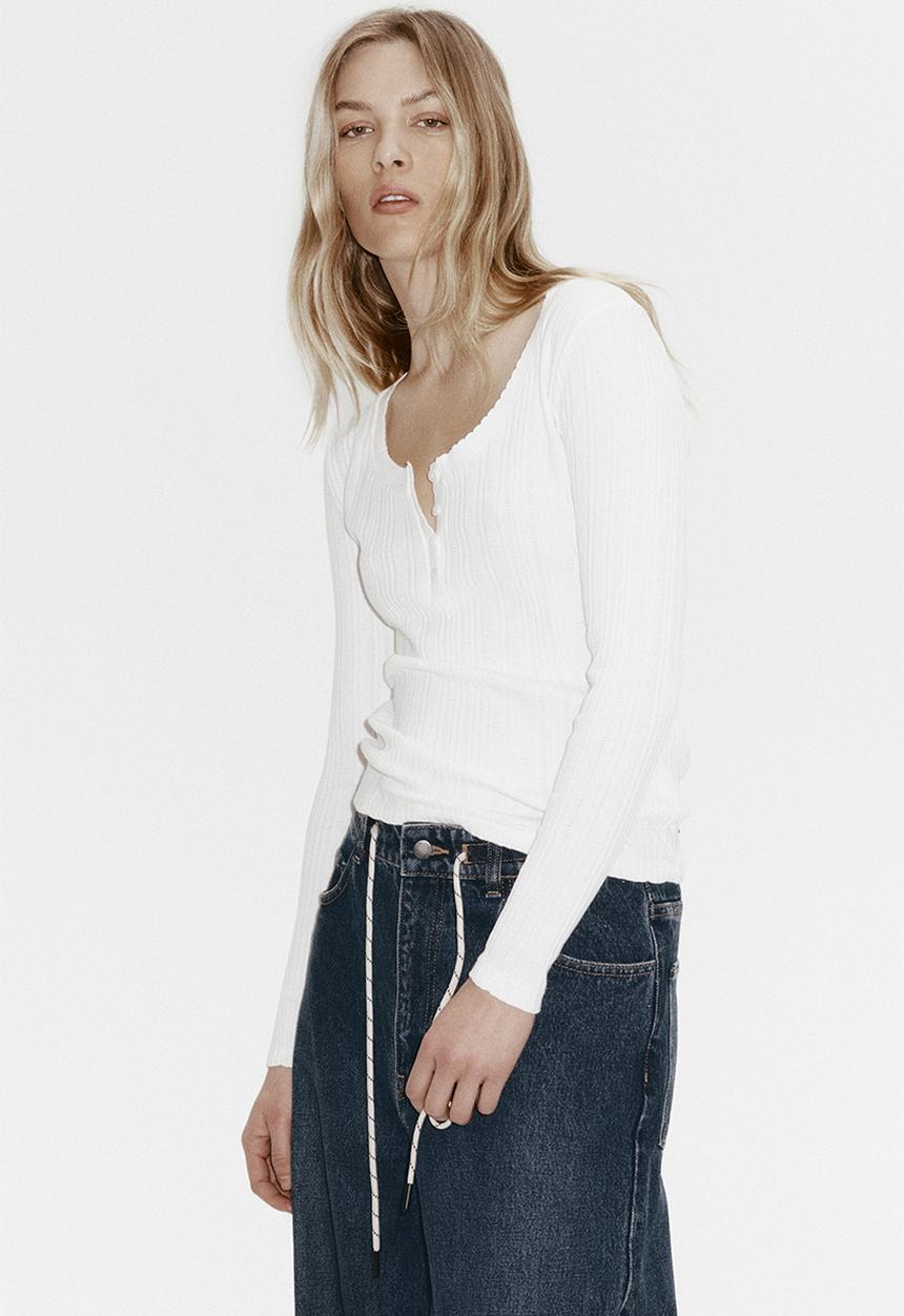 H&M - Pointelle-knit cotton top - white