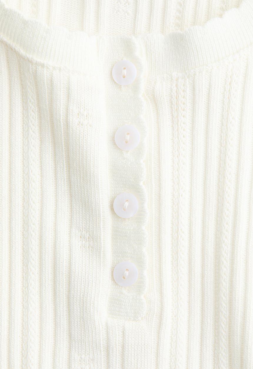 H&M - Pointelle-knit cotton top - white