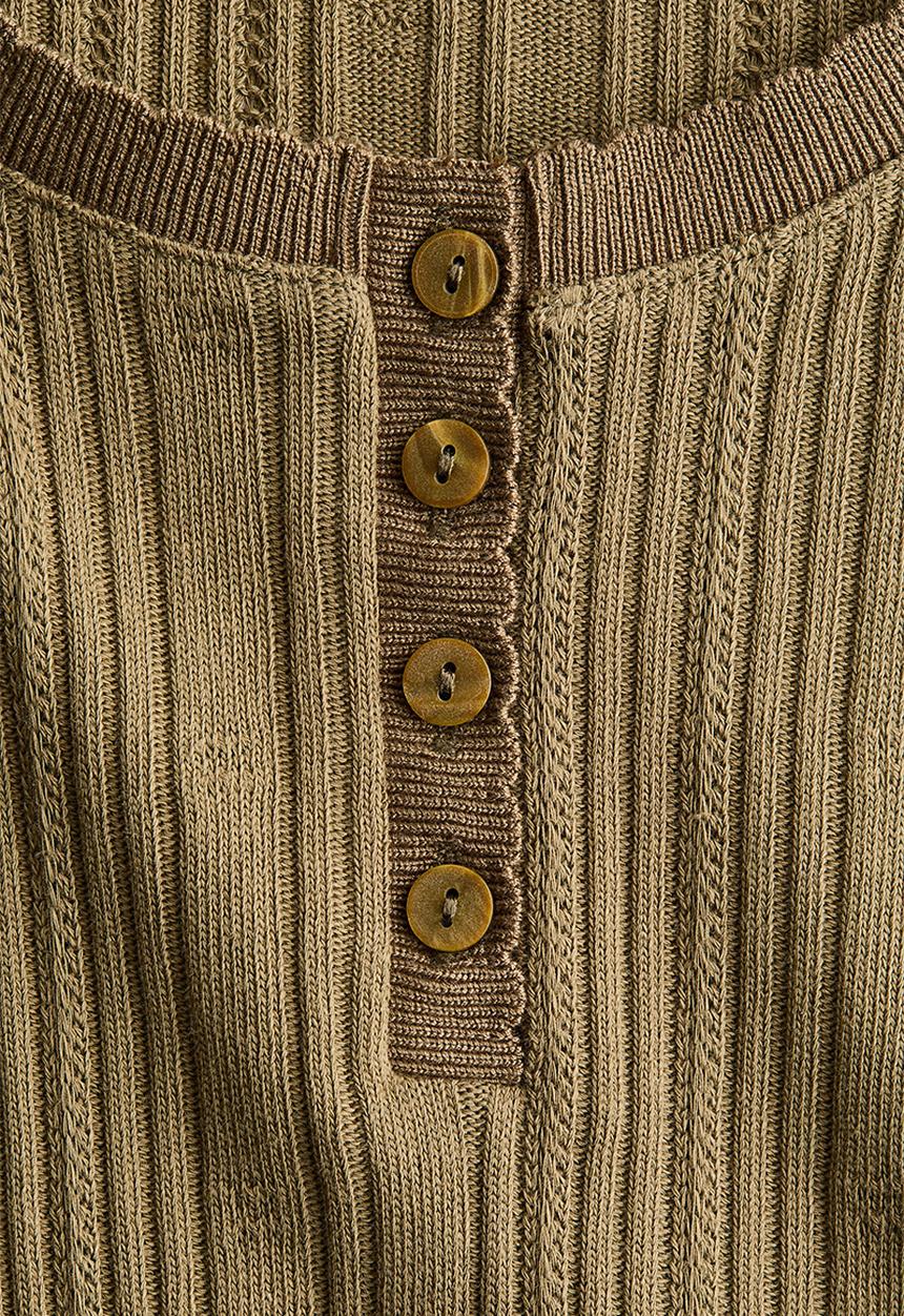H&M - Pointelle-knit cotton top - khaki green